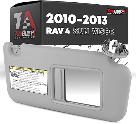 Passenger Side Replacement Sun Visor Gray w/Mirror for Toyota RAV4 2006-2013 - Right Side Sun Visor for Car - Automotive Sun Protection Visors - Sun Visor Replacement OEM 74310-42511-B2 | T1A