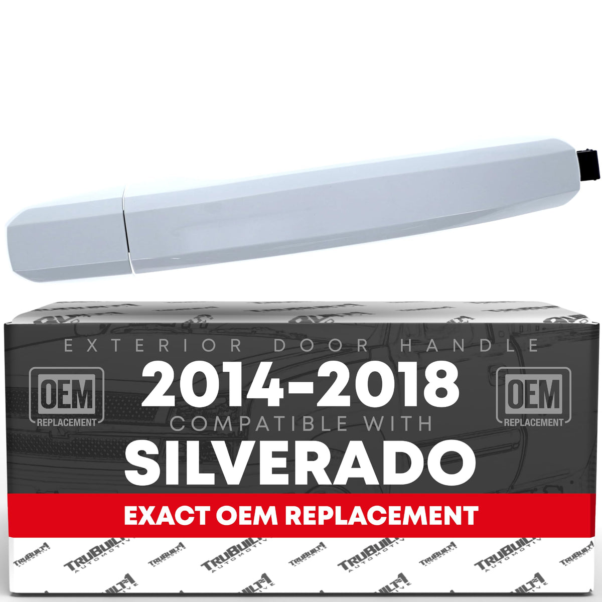 Exterior Door Handle, Rear Left/Rear Right - Compatible with 2014-2018 Chevrolet Silverado, 2014-2018 GMC Sierra - Olympic White (GAZ), Plastic - OEM 13583889-GAZ, 13585748-GAZ, 82538