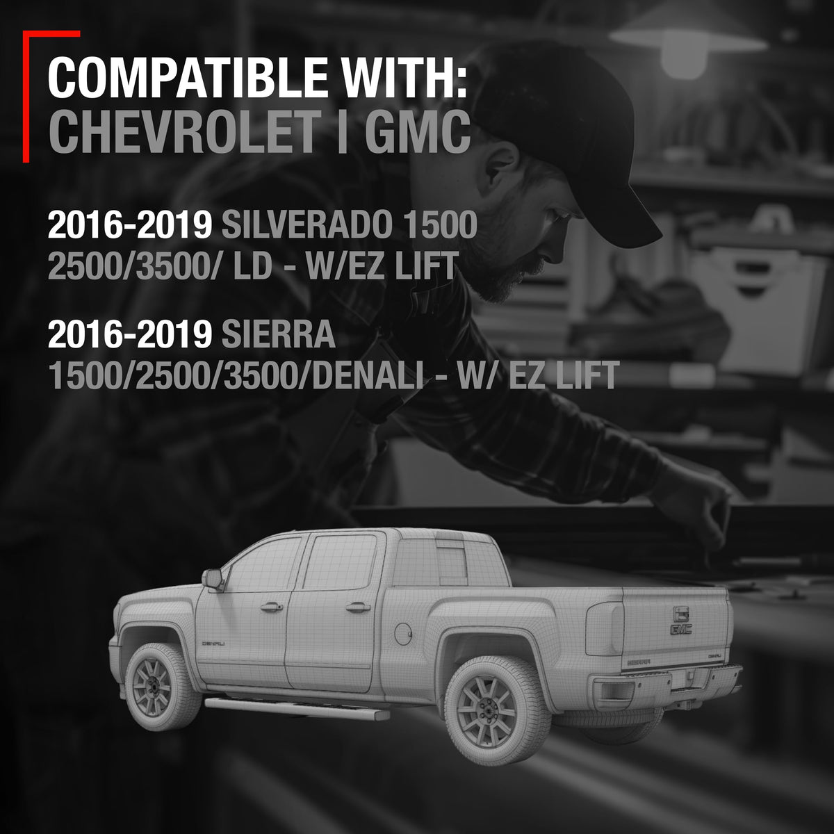 Rear View Backup Camera - Compatible with 2016-2019 Chevrolet Silverado; GMC Sierra Denali 1500 2500 3500 - Reverse Park Assist Camera Replacement - OEM 84062896, 590-111