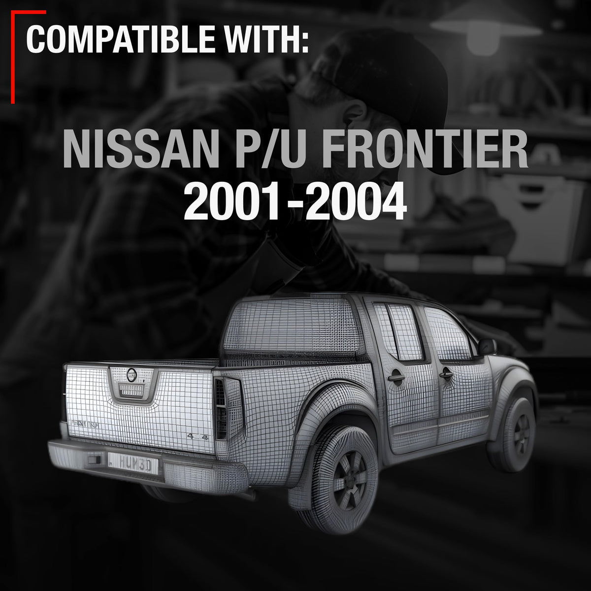 TRUBUILT1 AUTOMOTIVE Tailgate Handle Assembly - Compatible with 2001-2004 Nissan Frontier Pick Up - Texture Black - Plastic, Metal - OEM 90606-8Z400, 90606-9Z400, 81575
