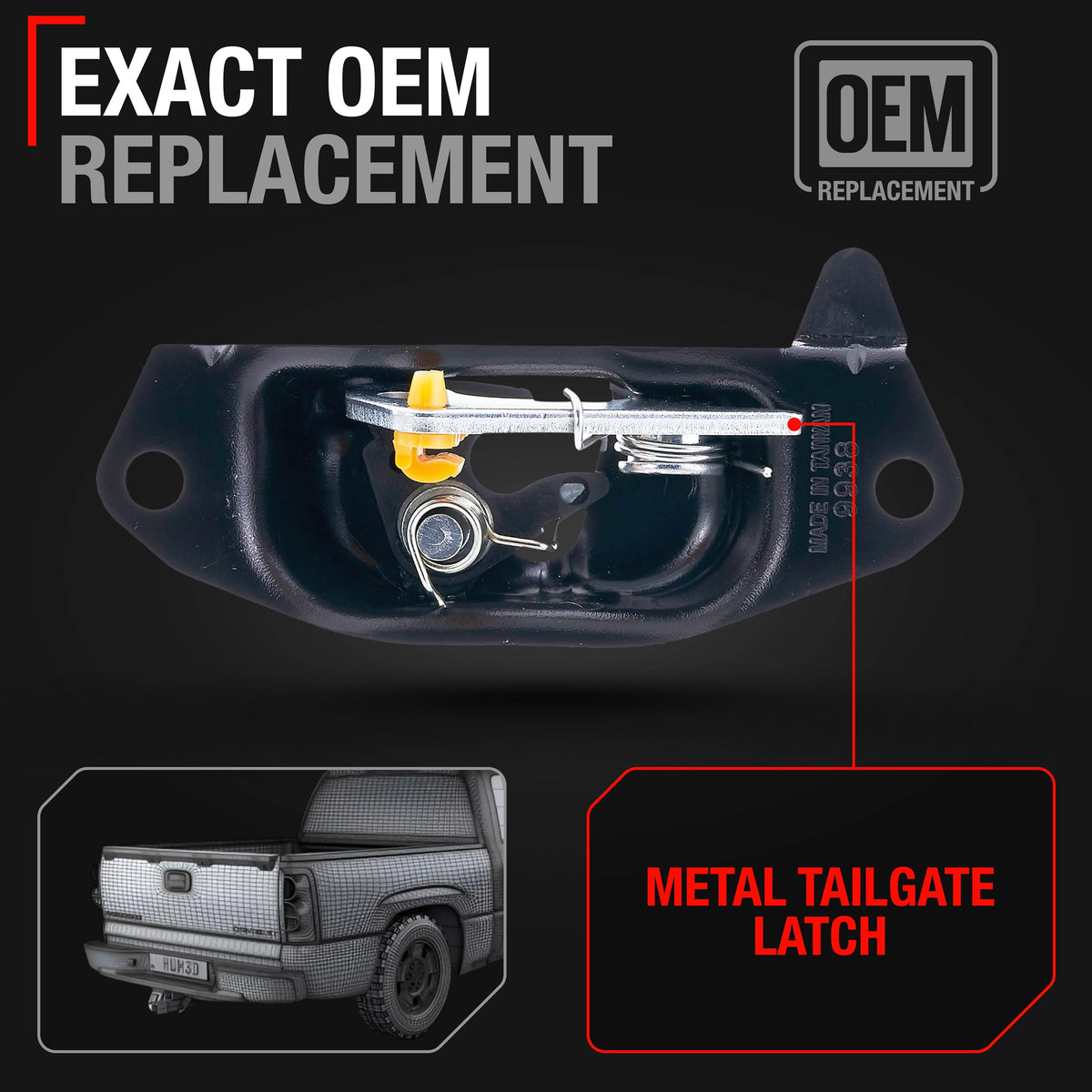 Tailgate Latch, Rear Right - Compatible with 1999-2007 Chevrolet Silverado 1500, 2500, 3500; 02-06 Avalanche; 99-07 GMC Sierra 1500, 2500, 3500; 02-06 Cadillac Escalade, ESV, EXT - OEM 15921949-Metal