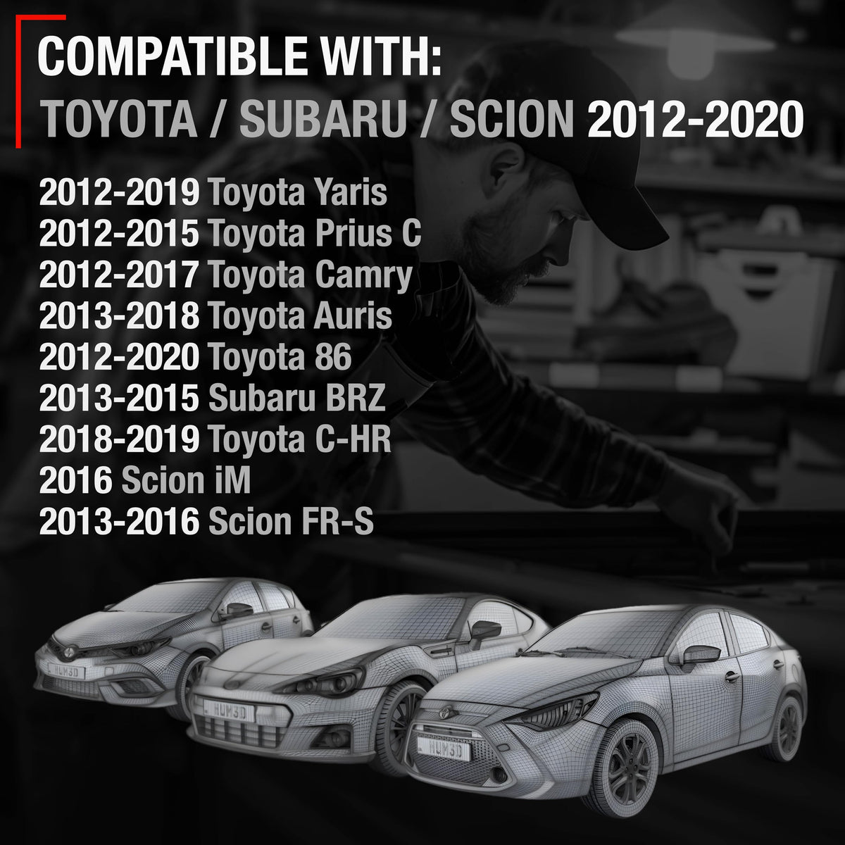 Exterior Door Handle Set, Front Left & Right - Compatible with 2012-2020 Toyota Yaris, Prius C, Camry, Auris, 86, C-HR; 2013-2015 Subaru BRZ; 2016 Scion FR-S, Scion iM - Primed Black - OEM 6921106090