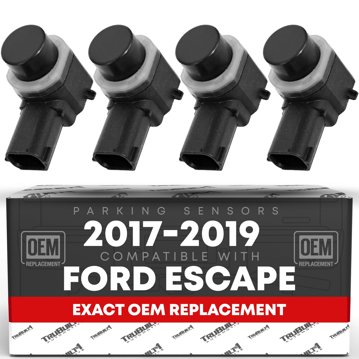 4 Piece Car Parking Sensors - Compatible with 2017-2019 Ford Escape - Front or Rear Bumper Parking Aid Sensor, Backup Reverse Parking Assist Kit - OEM EM2Z15K859C, 684-106, FO1078101