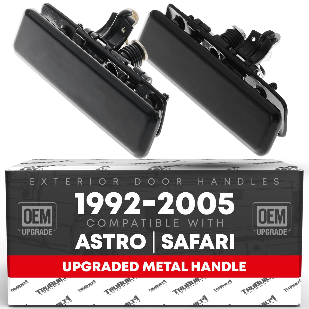 Front Driver Door Handle & Passenger Door Handle Set, Upgraded Metal - Compatible with 1992-2005 Chevrolet Astro, 1992-2005 GMC Safari, Black, 15719666, 15719665, 77192, 77193, GM1310108, GM1311108