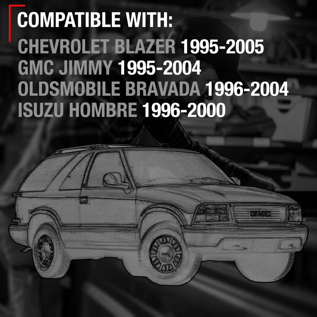 TRUBUILT1 AUTOMOTIVE Exterior Door Handle, Front Left Driver Side - Compatible with 1995-2005 Chevrolet Blazer; GMC Jimmy; Oldsmobile Bravada; Isuzu Hombre - Textured Black - OEM 15058575
