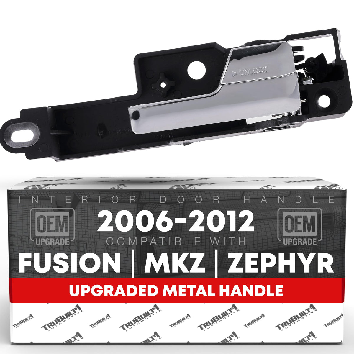 Interior Door Handle, Front Right Passenger Side - Compatible with 2006-2012 Ford Fusion; 07-12 Lincoln MKZ; 06-11 Mercury Milan - All Chrome, Metal Lever - OEM 6E5Z5422600AA, 81701