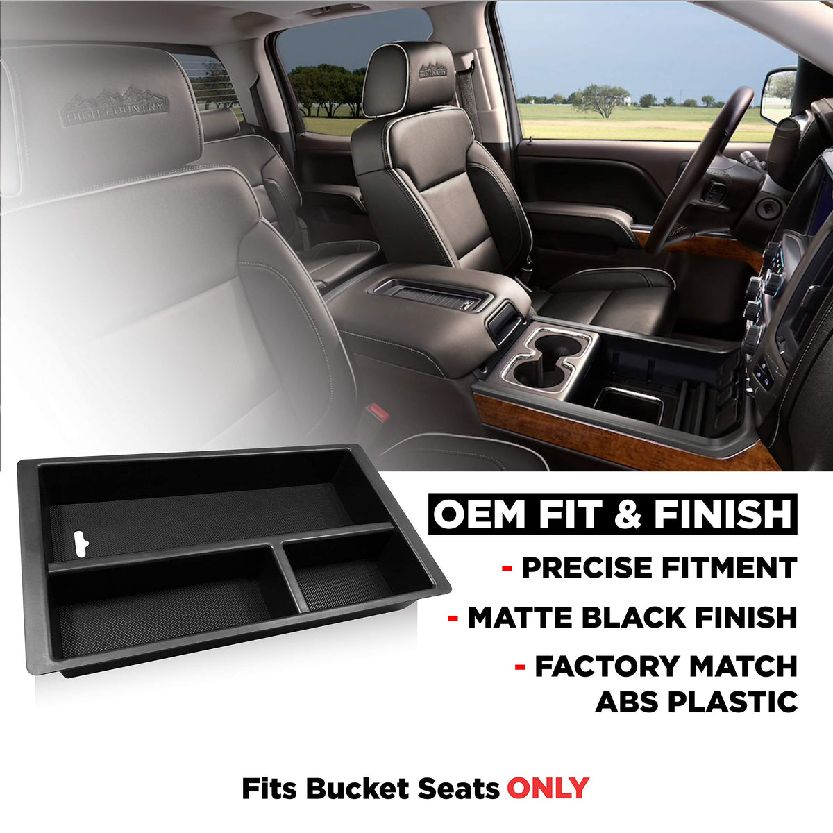 Best Center Console Organizer For Chevy Silverado 2014 - 18 - GMC Yukon Denali Chevrolet Tahoe 2015 - 18 Armrest Tray Suburban Cadillac Escalade Accessories (Full Console Only Bucket Seats)