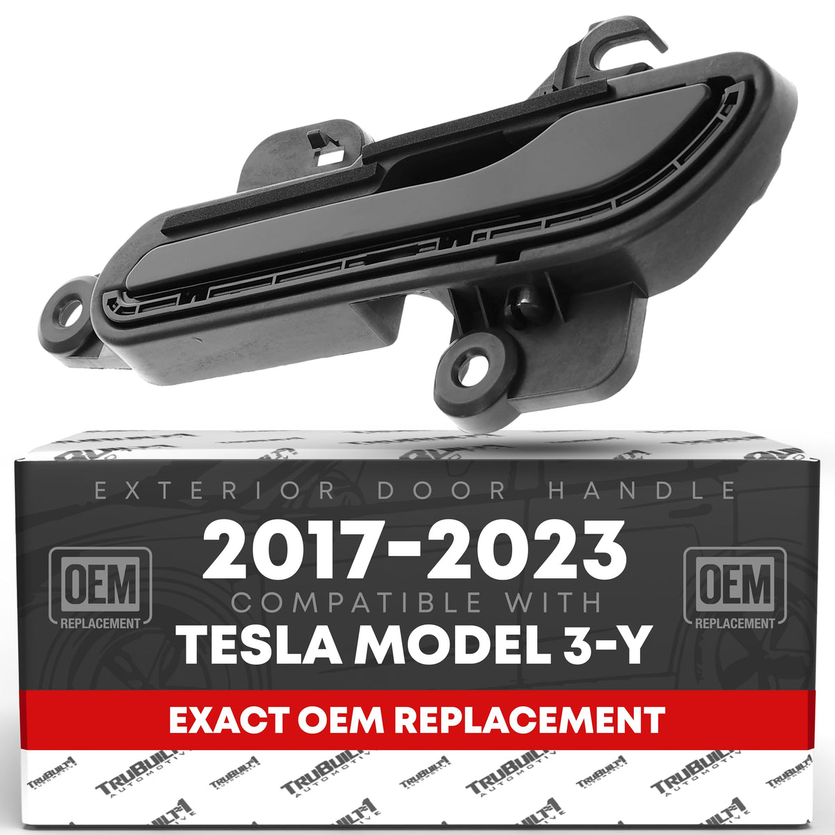 Exterior Front and Rear Driver's side Door Handle Compatible with 2017-2022 Tesla Model 3, 2020 - 2023 Model Y - Smooth Black, OEM Replacement Part# 1081831-00-J, 1528114-00-B, 15757