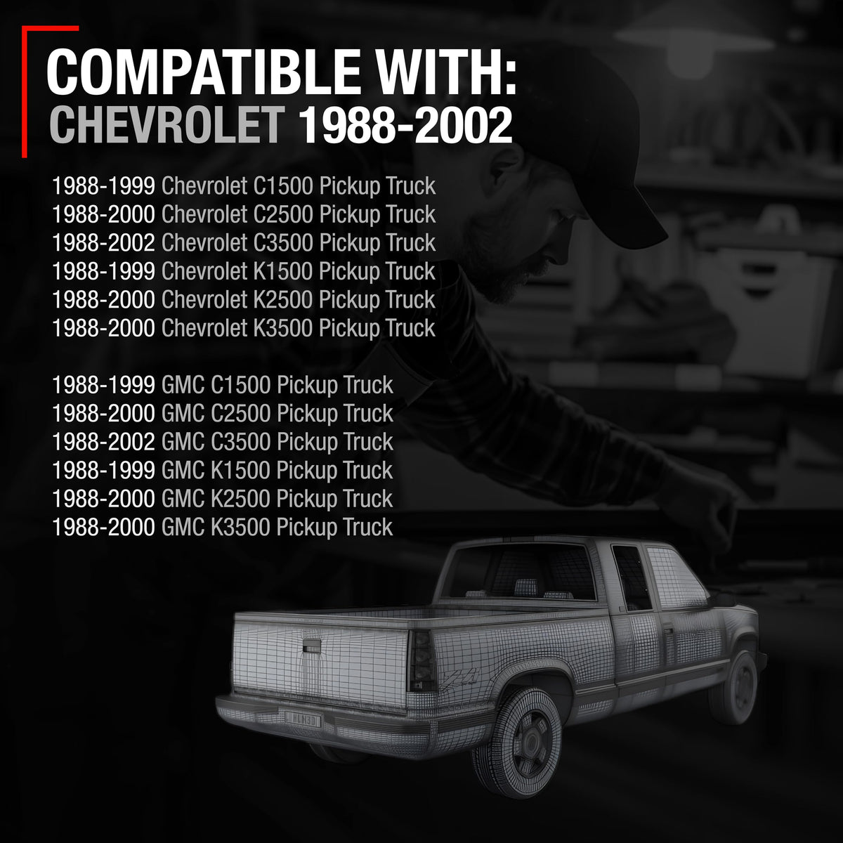 TRUBUILT1 AUTOMOTIVE Tailgate Handle Bezel - Compatible with 1988-2002 Chevrolet, GMC C1500, C2500, C3500, K1500, K2500, K3500 Pickup Trucks - Textured, Plastic - OEM 15991786, 76105, GM1916101