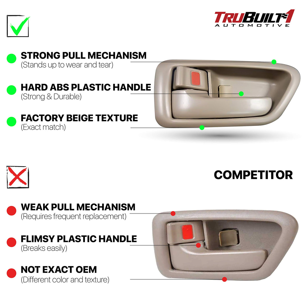 T1A Interior Driver Side Compatible Toyota Camry 1997-2001 Inside Tan Left Side Front or Rear Door Handle Replacement for 97 98 99 00 01 69206-AA010