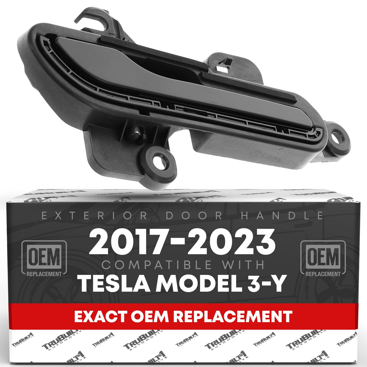 Exterior Front and Rear Passenger's side Door Handle Compatible with 2017-2022 Tesla Model 3, 2020 - 2023 Model Y - Smooth Black, OEM Replacement Part# 11081832-00-J, 1528115-00-B, 15758
