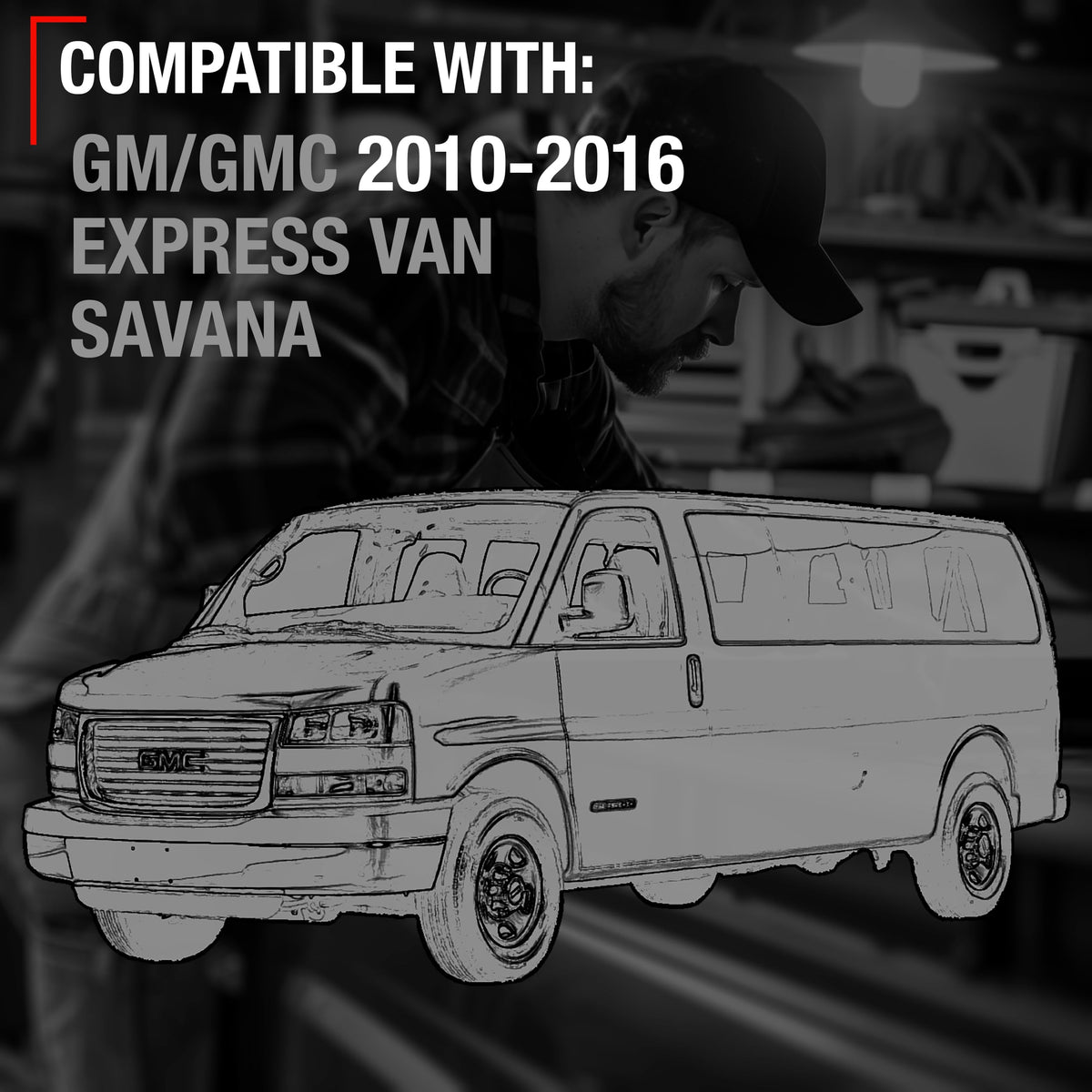 TRUBUILT1 AUTOMOTIVE Exterior Door Handle, Front Left Driver Side - Compatible with 2010-2016 GM Express Van, GMC Savana - Textured Black - OEM 25989398, 97745