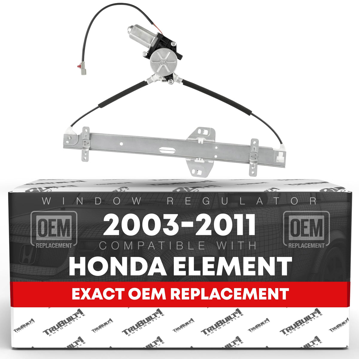 Power Window Regulator with Motor Assembly, Rear Left Driver Side - Compatible with 2003-2011 Honda Element - with 2 Pin Plug, Metal - OEM 72750-S9V-A01
