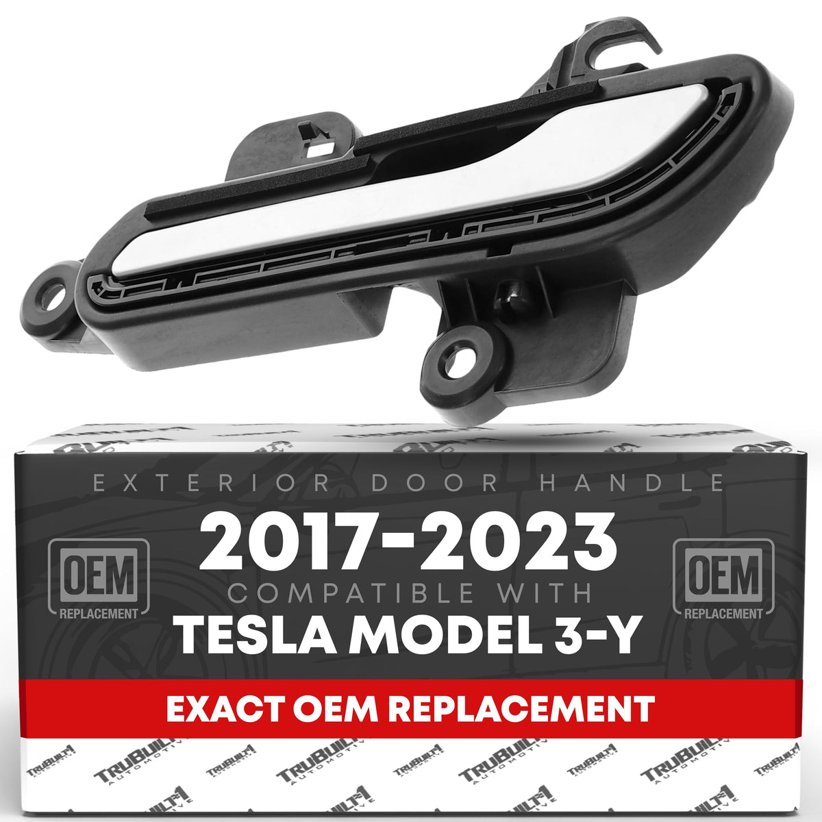 Exterior Front and Rear Passenger's side Door Handle Compatible with 2017-2022 Tesla Model 3, 2020 - 2023 Model Y - Silver Finish, OEM Replacement Part# 11081832-00-J, 1528115-00-B, 15758