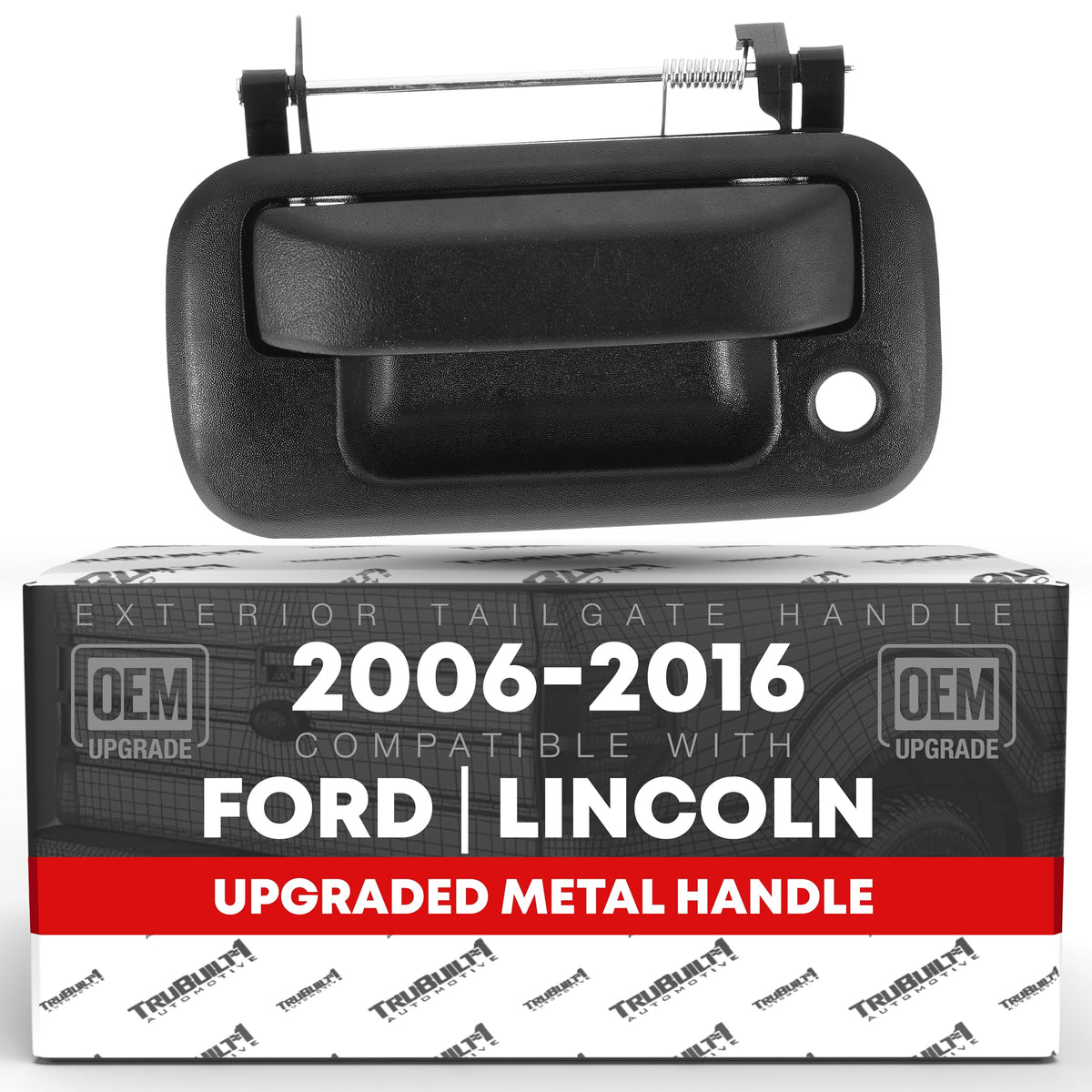 Tailgate Handle with Keyhole Upgraded Metal Compatible with 2004-2016 Ford F-150, F-250, F-350, F-450, F-550 Super Duty, 07-09 Explorer Sport Trac; 06-08 Lincoln Mark LT - Black - OEM 8L3Z-9943400-AA