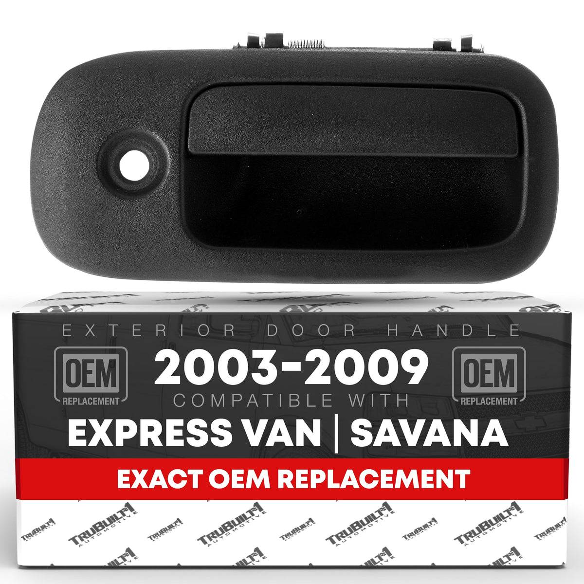 Exterior Door Handle, Rear Right Side Hinged Door - Compatible with 2003-2009 Chevrolet Express 1500 2500 3500; 03-09 GMC Savana 1500 2500 3500 - Textured Black - OEM 10359098, 25866285, 80279