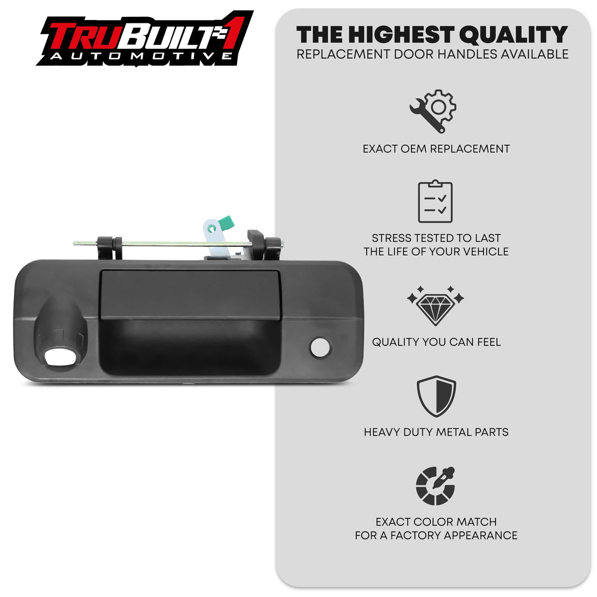 T1A TruBuilt 1 Automotive Tailgate Handle Liftgate Latch Handle with Rear Camera Hole |Upgraded Metal | Compatible with 2007-2013 Toyota Tundra| Replaces# 69090-0C051, 690900C051, 81214
