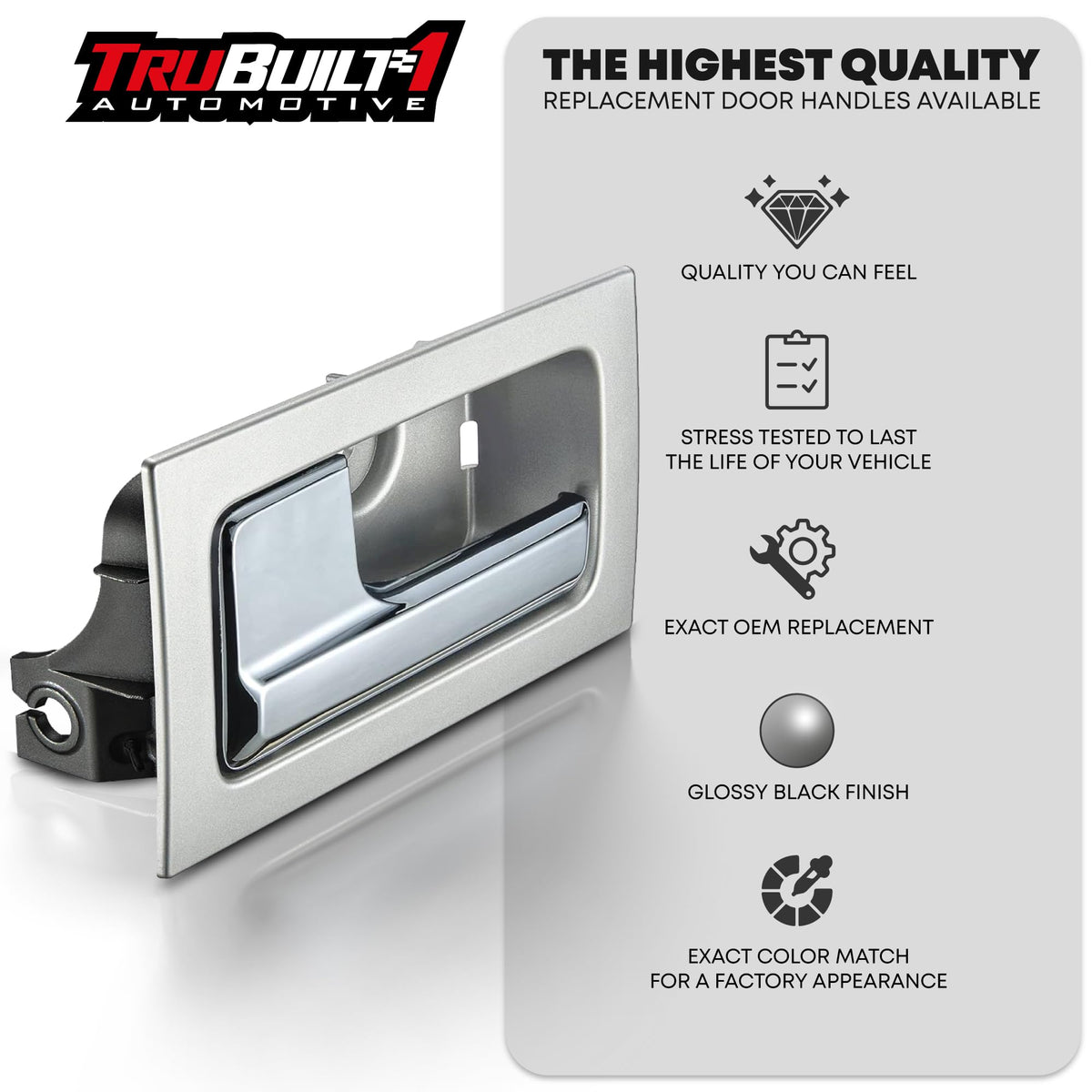 Interior Door Handle Front/Rear Left Driver Side, Gray Housing w/ Chrome handle Compatible with 2009- 2014 Ford F150, Linlcon Mark LT |CL3Z-1522601-GA 9L3Z1522601CB, 90826, FO1352152
