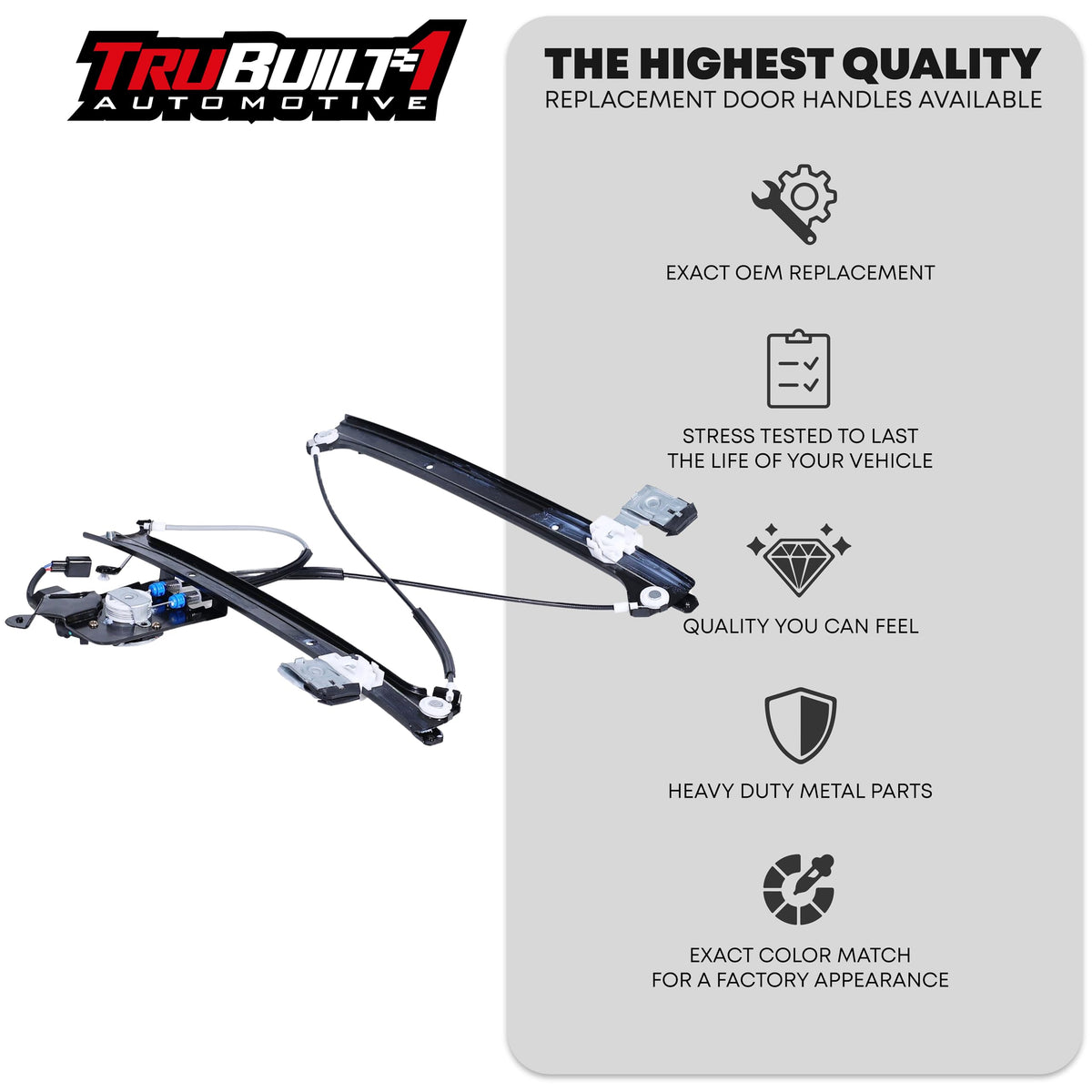 T1A TruBuilt 1 Automotive Window Regulator with Motor Assembly Rear Right Passenger Side | Compatible with Select 2000-2007 Cadillac/Chevrolet/GMC Models | Replaces# 15206913, 741-579
