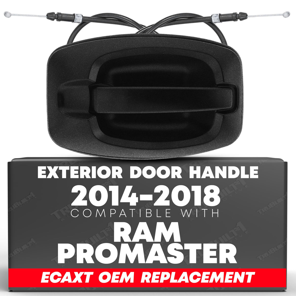 Exterior Left Rear or Right Rear Sliding Door Handle with Cable| Compatible with 2014- 2018 Promaster 1500 2500 3500 - Textured Black Rear Driver Side Sliding Door Driver | 5RK14JXWAB 97736