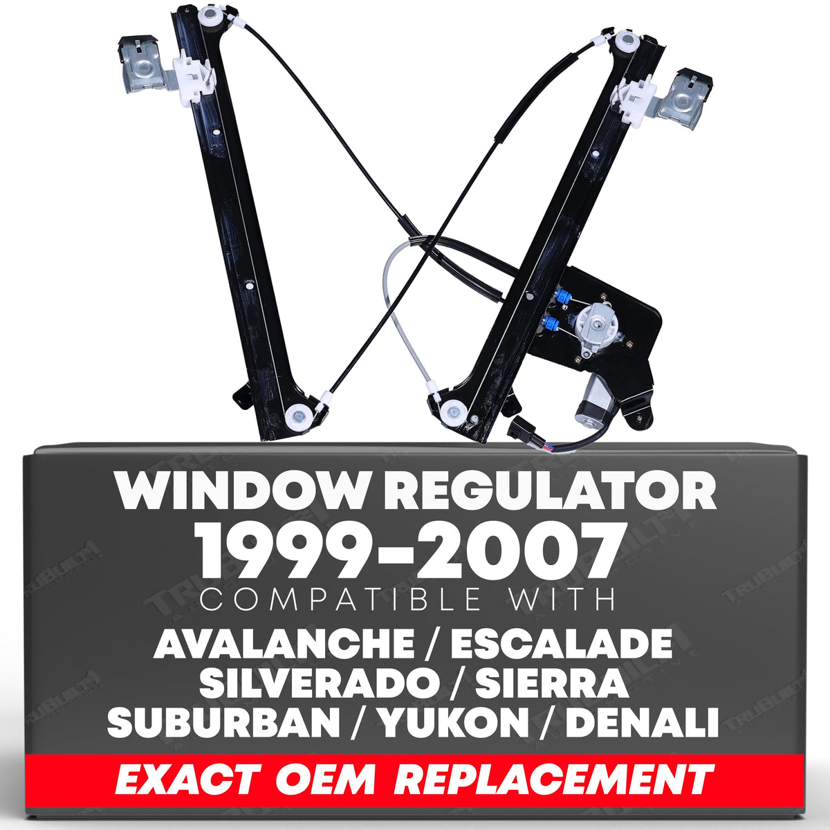 T1A TruBuilt 1 Automotive Window Regulator with Motor Assembly Rear Right Passenger Side | Compatible with Select 2000-2007 Cadillac/Chevrolet/GMC Models | Replaces# 15206913, 741-579