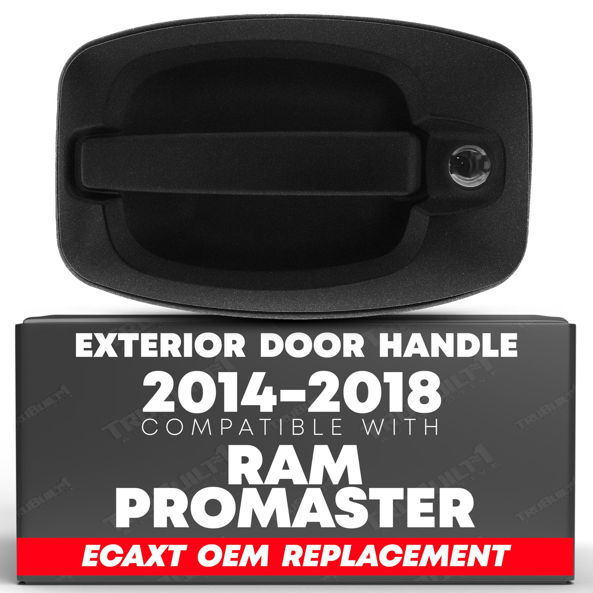 Exterior Front Left Driver Door Handle with Keyhole | Compatible with 2014- 2018 RAM Promaster 1500 2500 3500, and 2008-2020 FIAT Ducato - Textured Black | Replaces Part # 5RK15JXWAB 15708