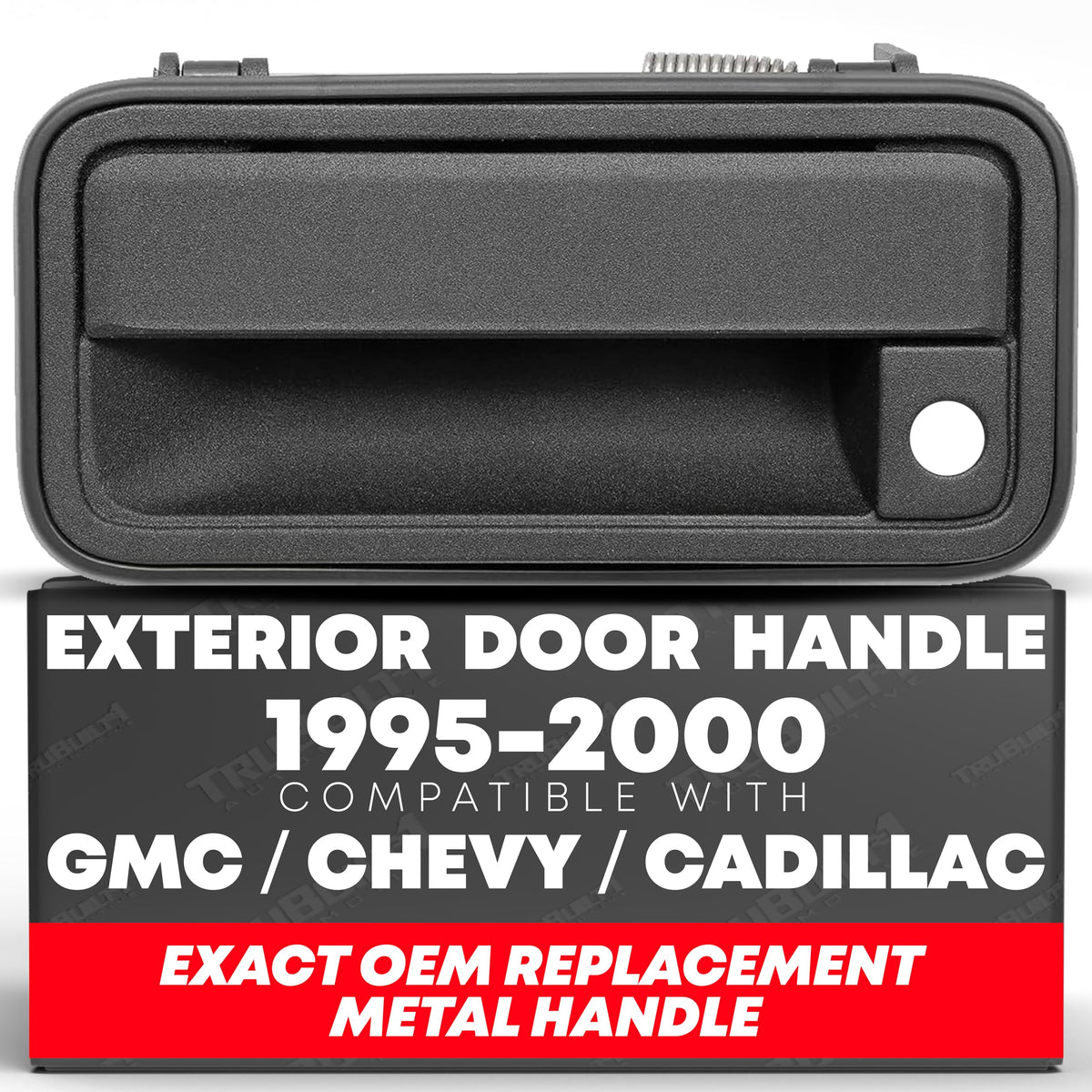 Exterior Front Left Side - Metal Lever | Compatible with 1988-2001 Chevy K1500 K2500 K3500 C1500 C2500 C3500, GMC C/K 1500 2500 3500 Pickup Suburban, Tahoe, Yukon, Cadillac, 15742229, 77072