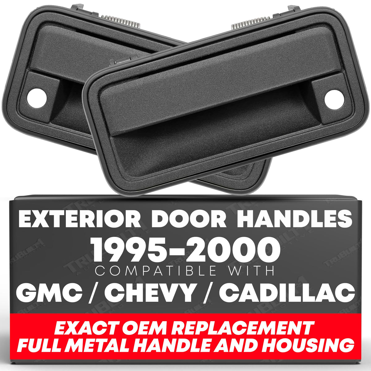 Exterior Front Right & Left Side Door Handles - ALL-Metal | Compatible with 1988-2001 Chevy K1500 K2500 K3500 C1500 C2500 C3500, GMC C/K 1500 2500 3500 Pickup, Suburban, Tahoe, Yukon, Cadillac